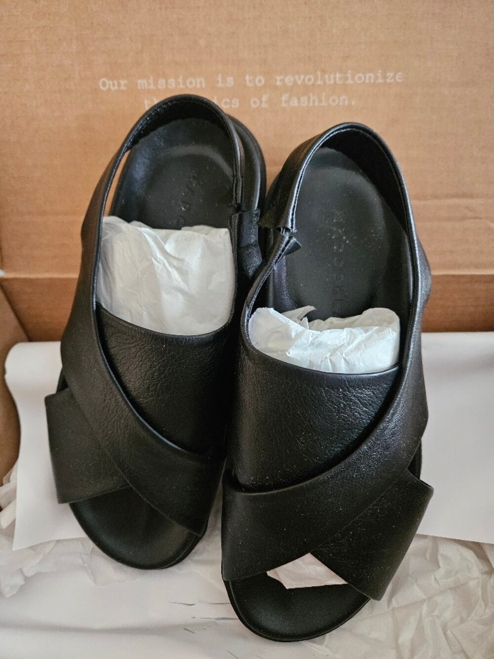 Marcella Heidi Sandal black leather strap new in box size 9/39